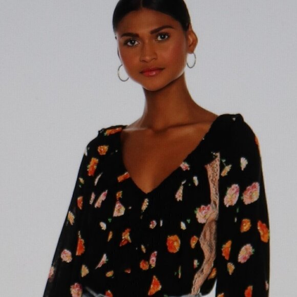 Free People Tops - Free People Poppy Printed Bodysuit Size S